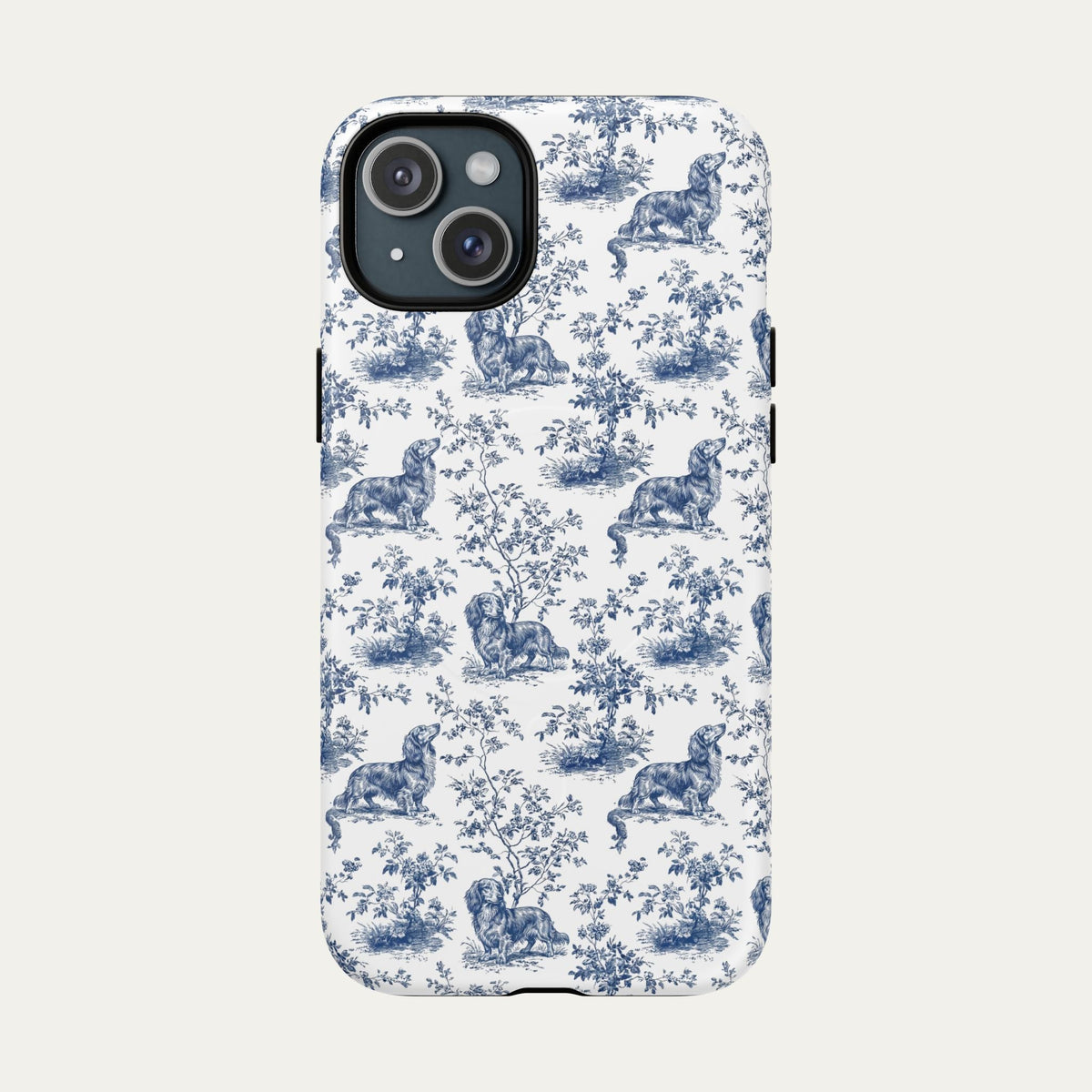 Dachshund Longhaired Blue Toile Phone case