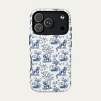 Poodle Blue Toile Phone case