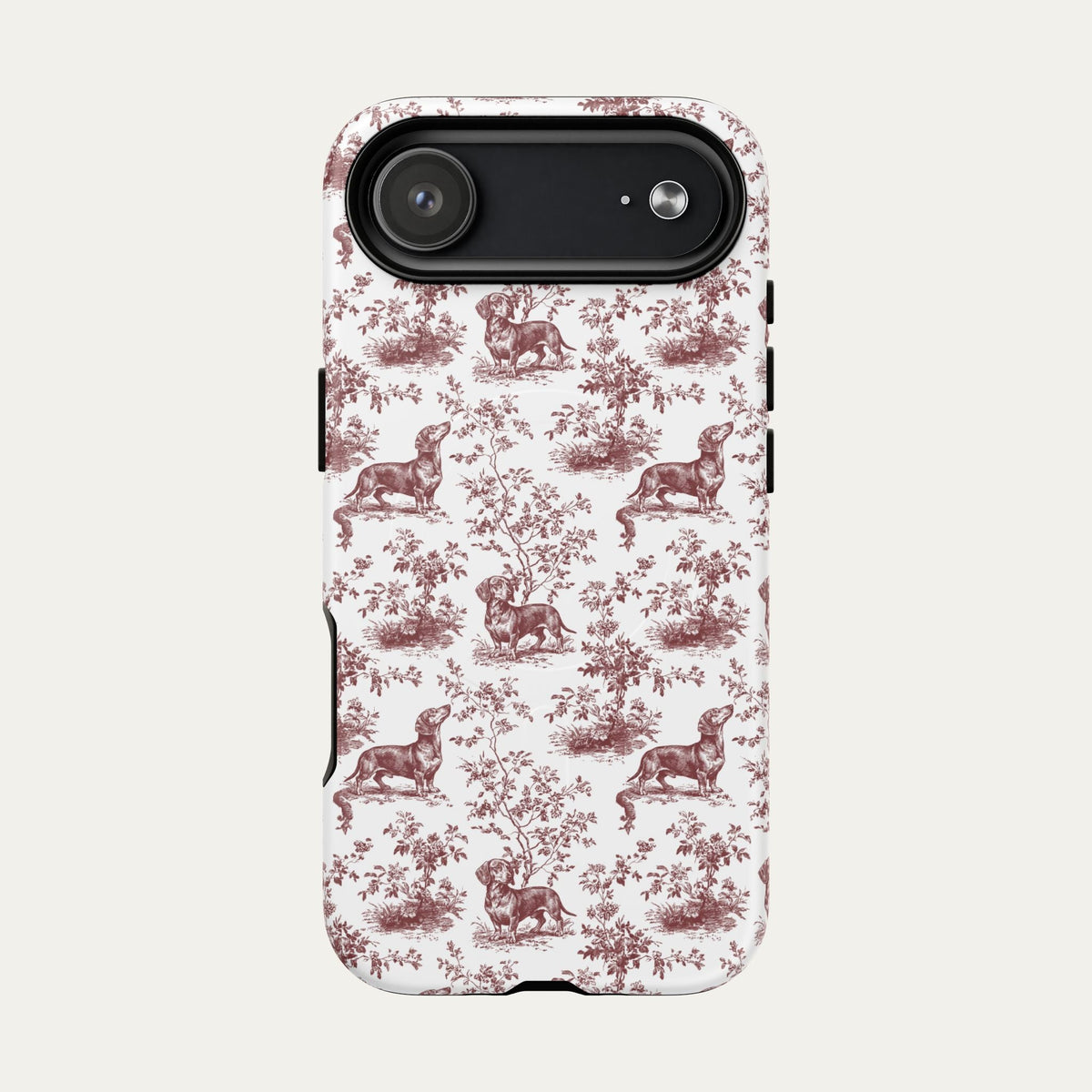 Dachshund Shorthaired Burgundy Toile phone Case