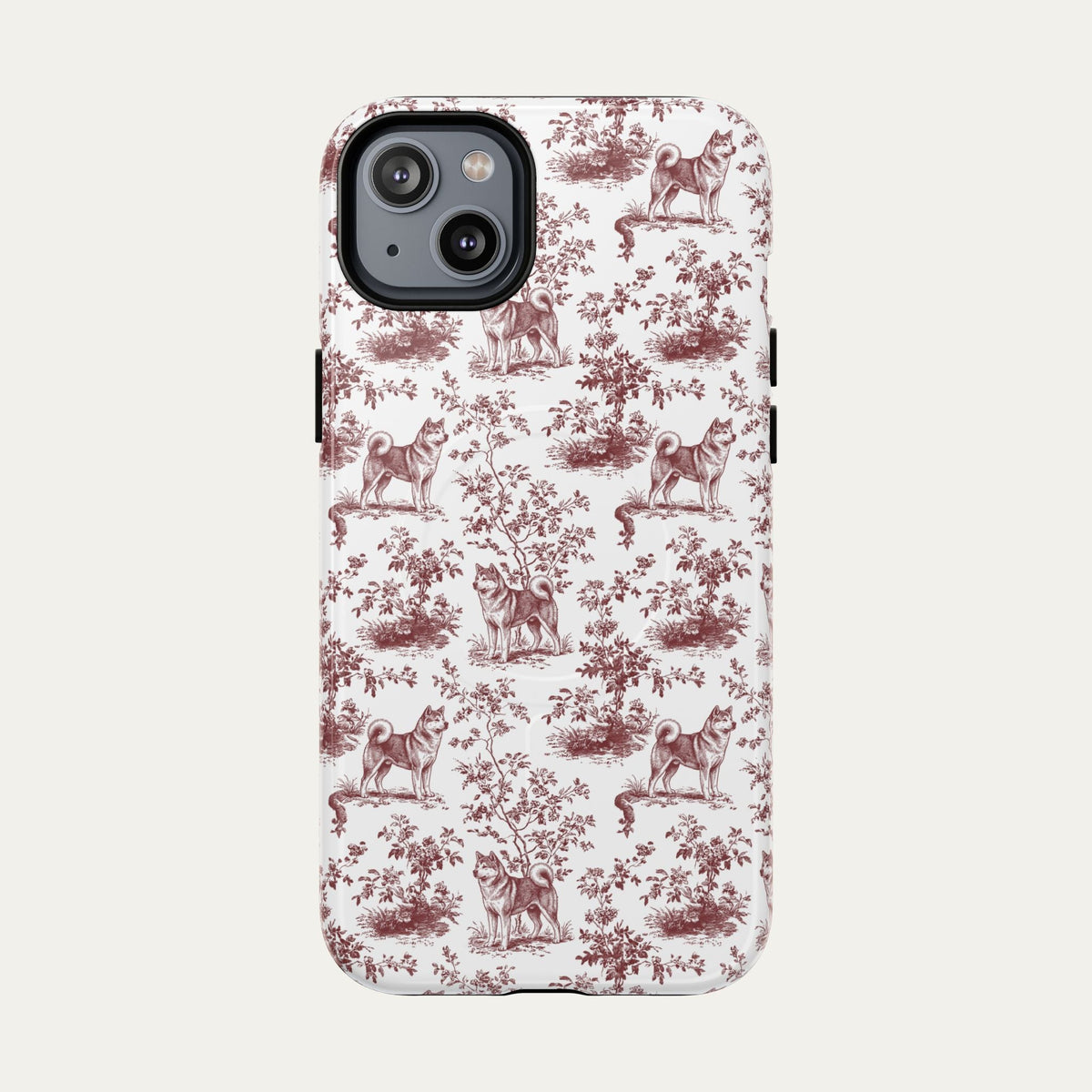 Akita Burgundy Toile phone Case