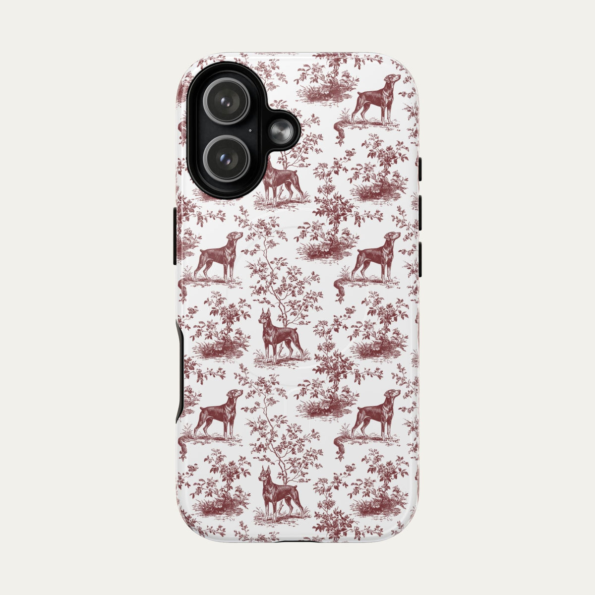 Doberman Burgundy Toile phone Case