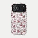 Tabby Cat Burgundy Toile phone Case