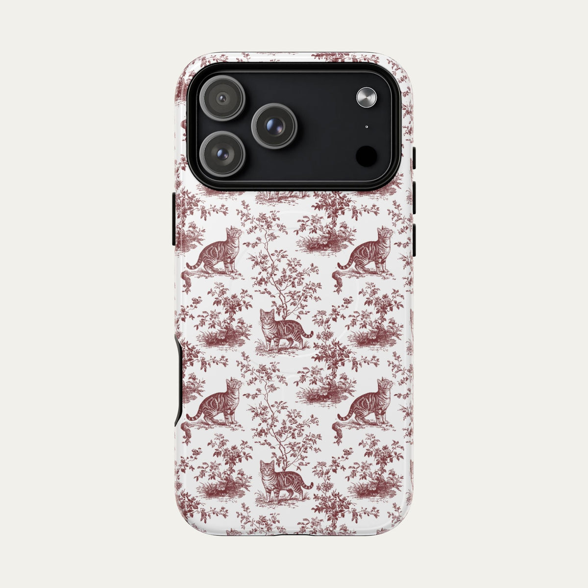 Tabby Cat Burgundy Toile phone Case