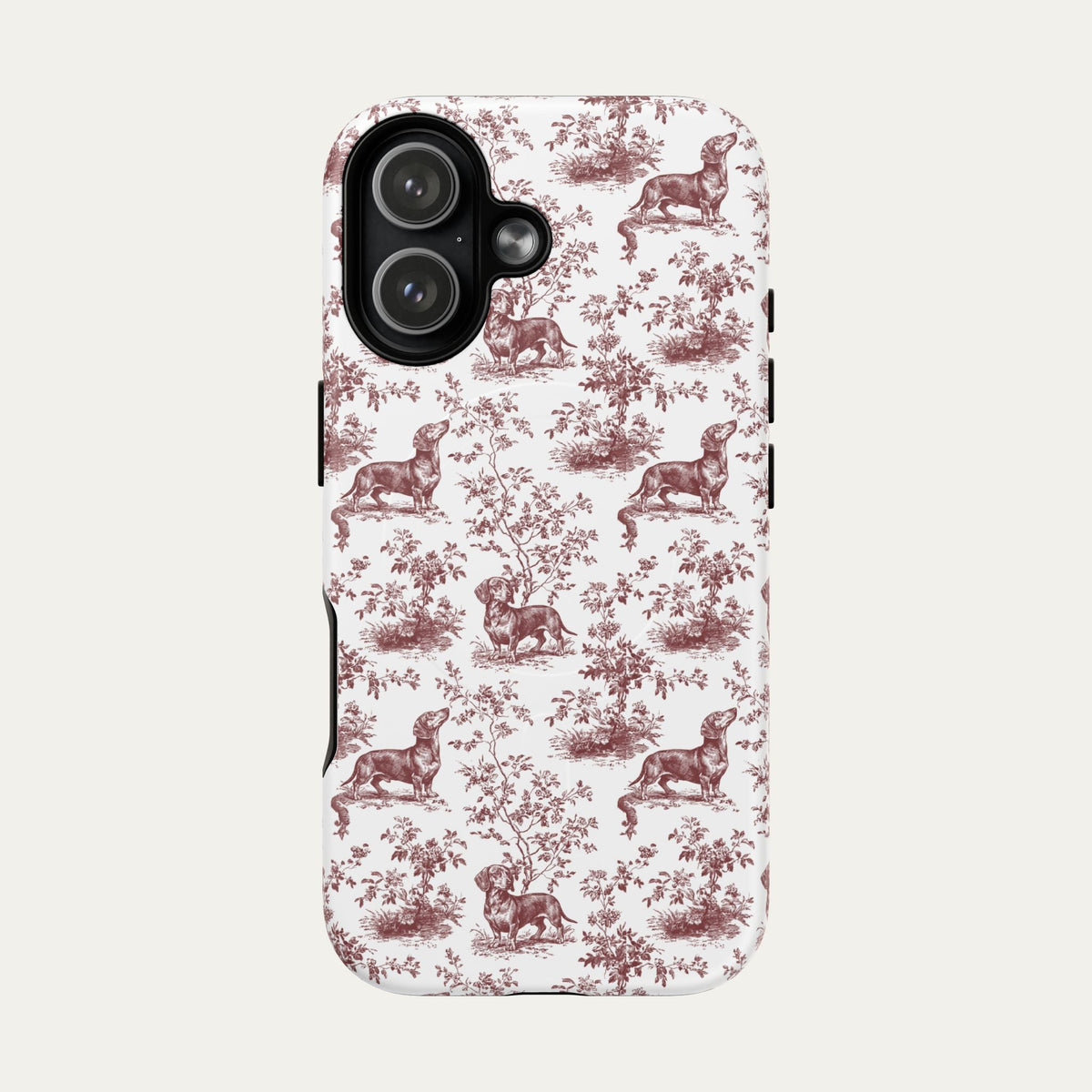 Dachshund Shorthaired Burgundy Toile phone Case