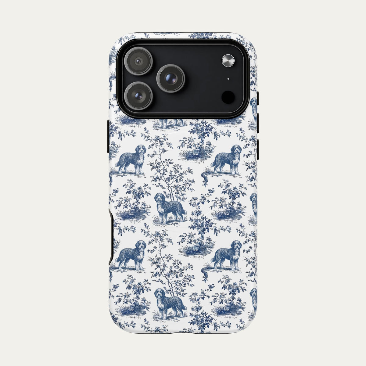 Bernedoodle Blue Toile Phone case