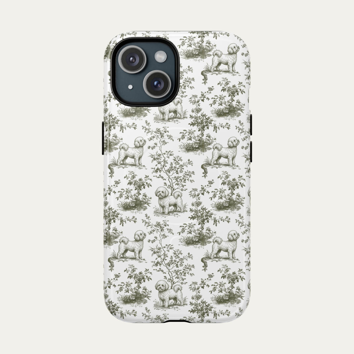 Bichon Frise Sage Green Toile phone Case