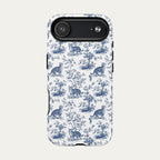 Tabby Cat Blue Toile Phone case