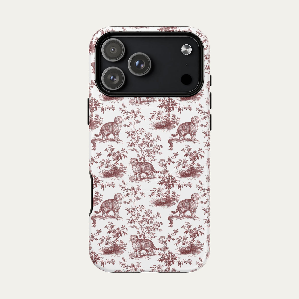 Scottish Fold Cat Burgundy Toile phone Case