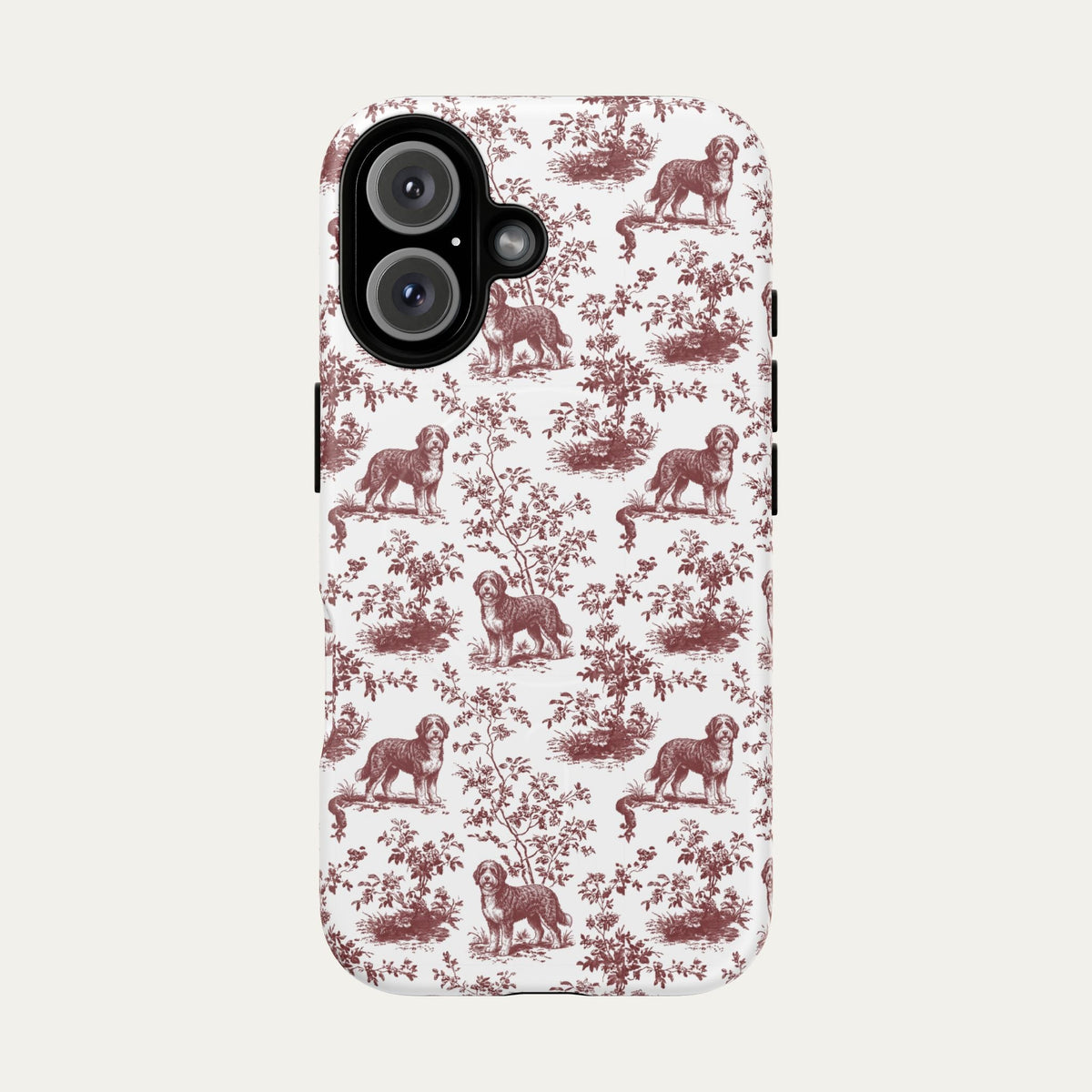 Bernedoodle Burgundy Toile phone Case