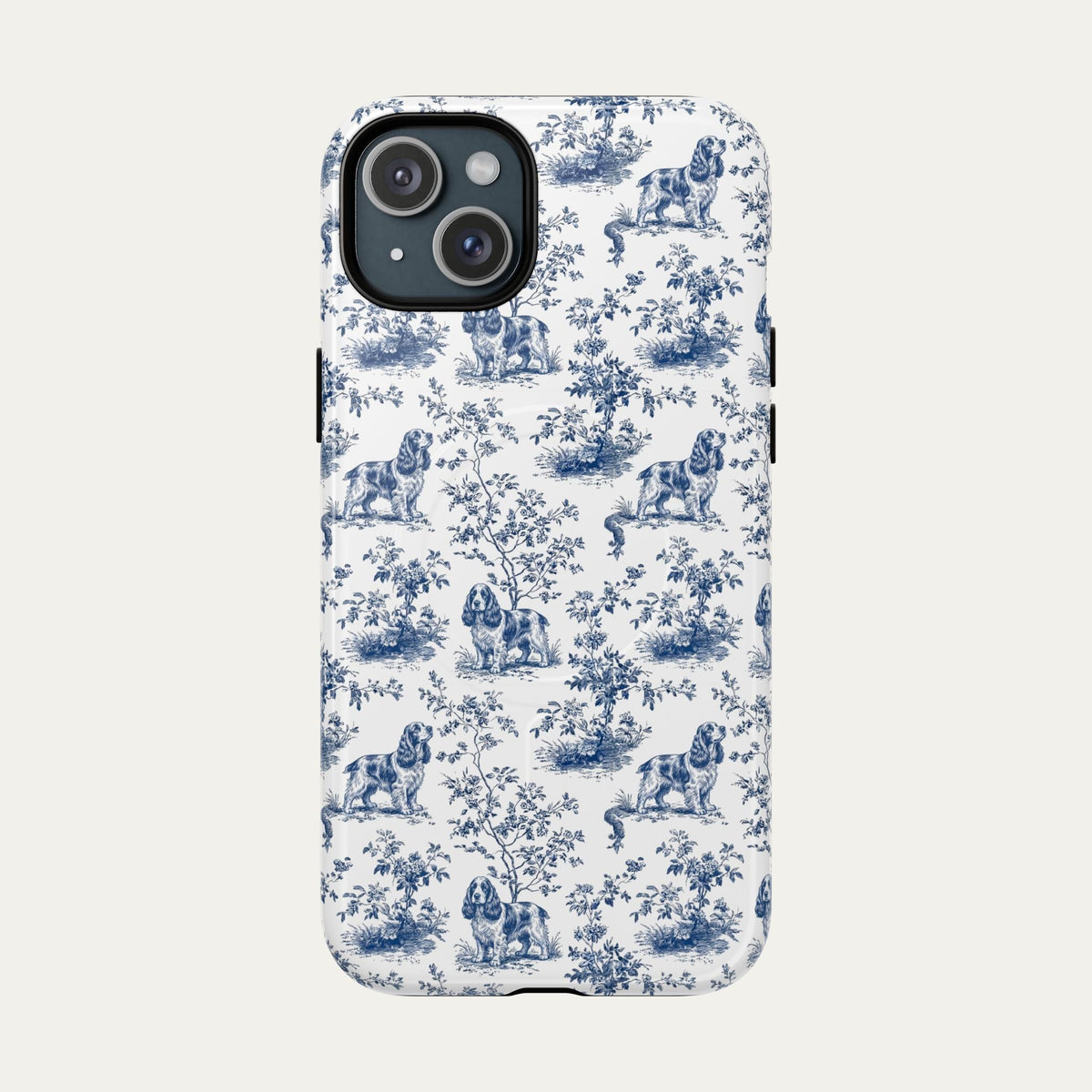 Cocker Spaniel Blue Toile Phone case