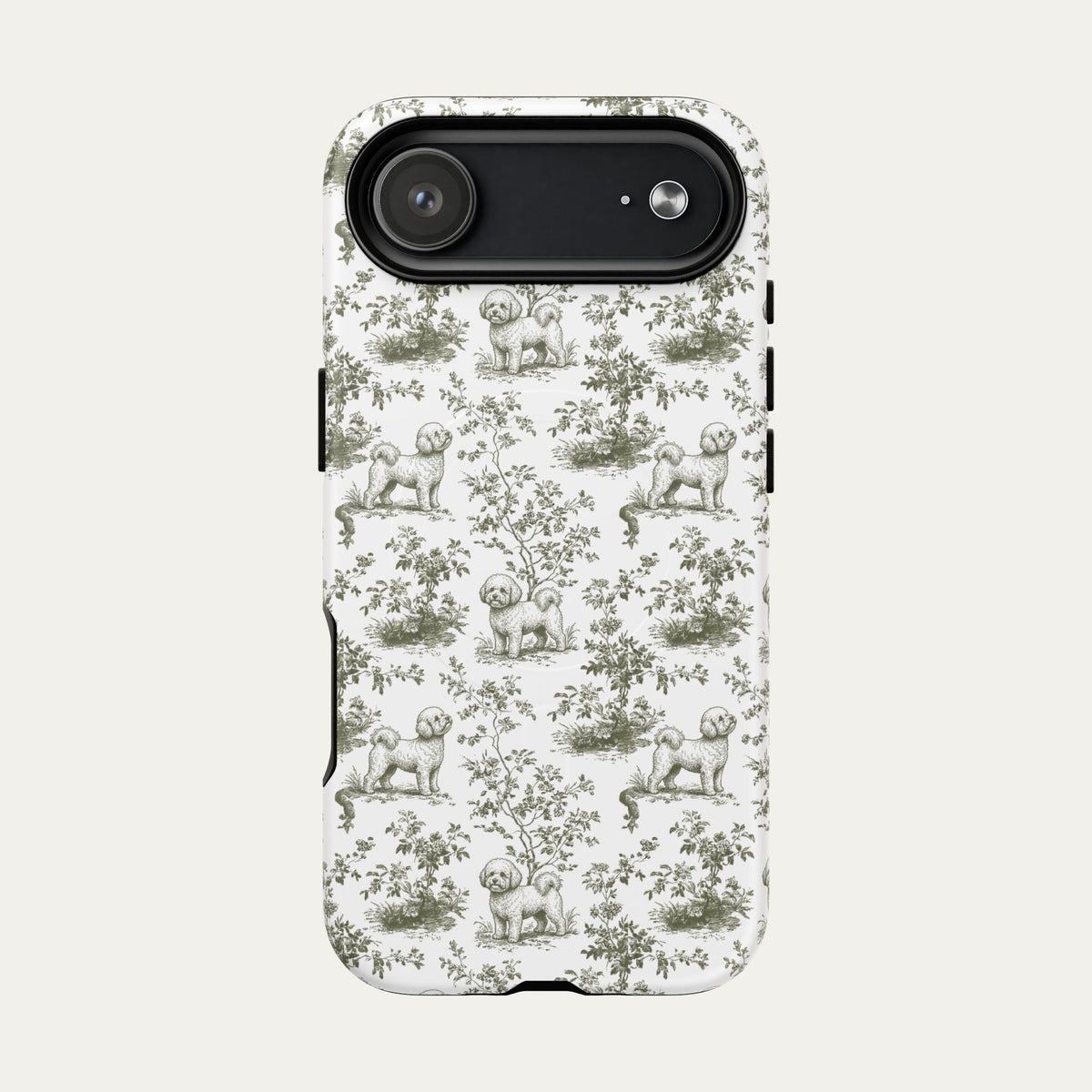 Bichon Frise Sage Green Toile phone Case
