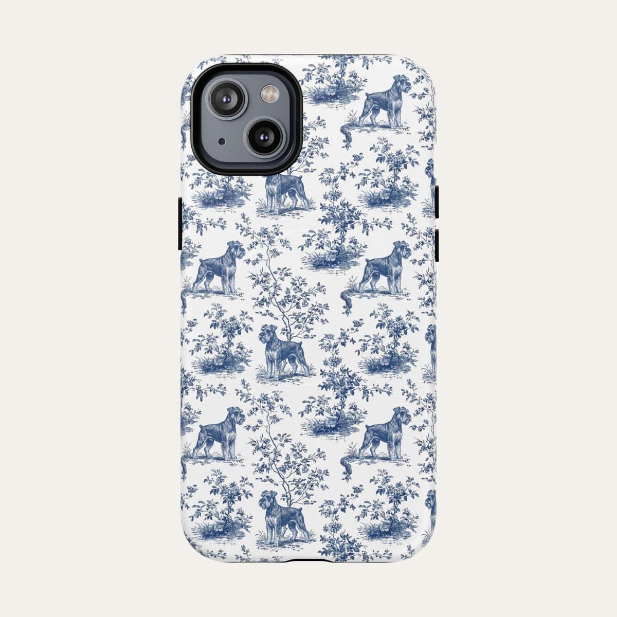 Schnauzer Blue Toile Phone case