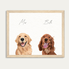 Custom Watercolor Two Pet Half Body Portrait