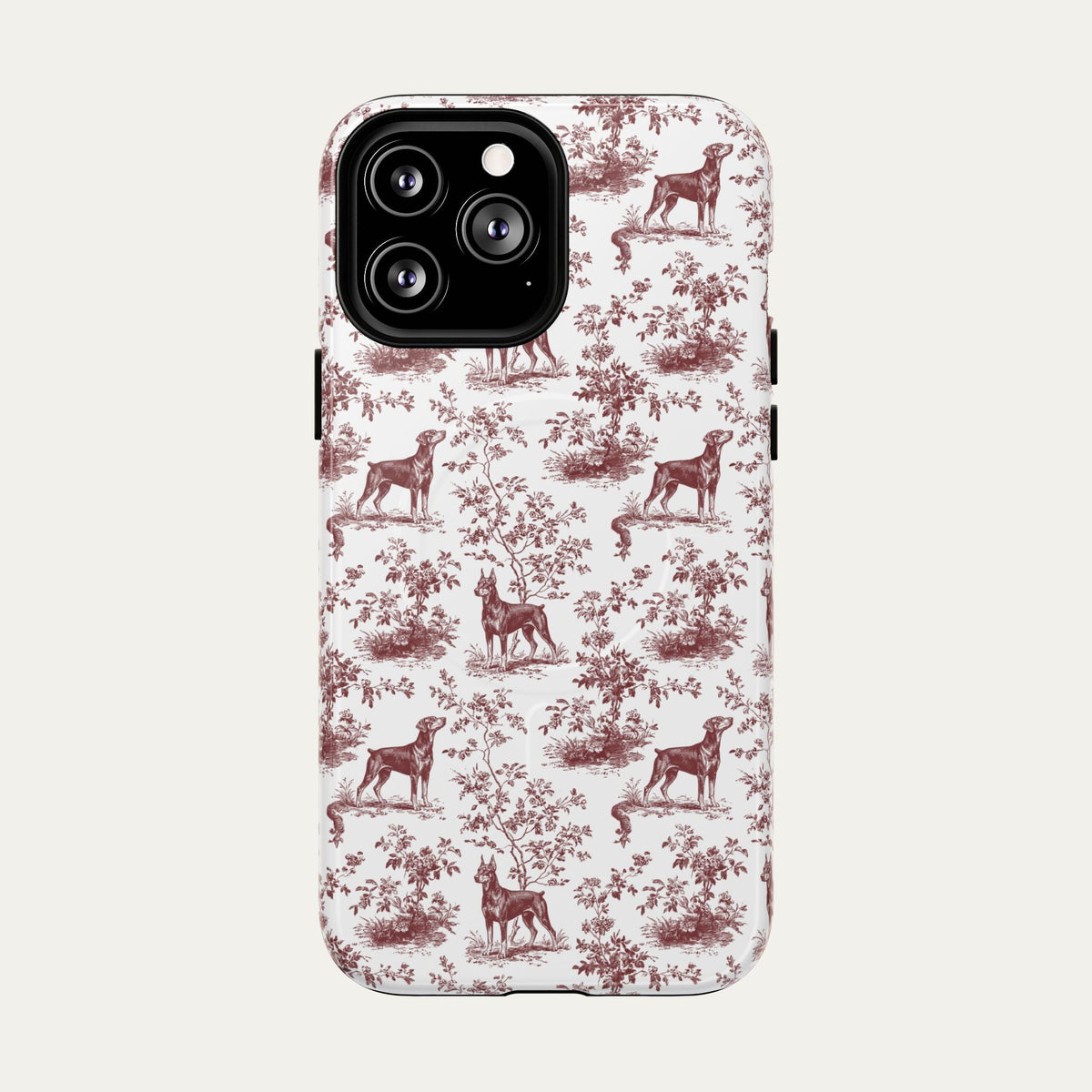 Doberman Burgundy Toile phone Case