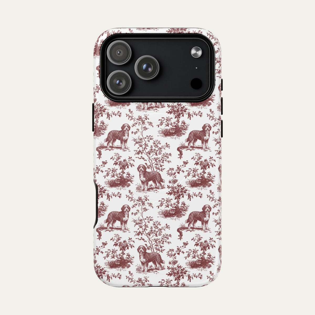 Bernedoodle Burgundy Toile phone Case