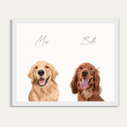 Custom Watercolor Two Pet Half Body Portrait