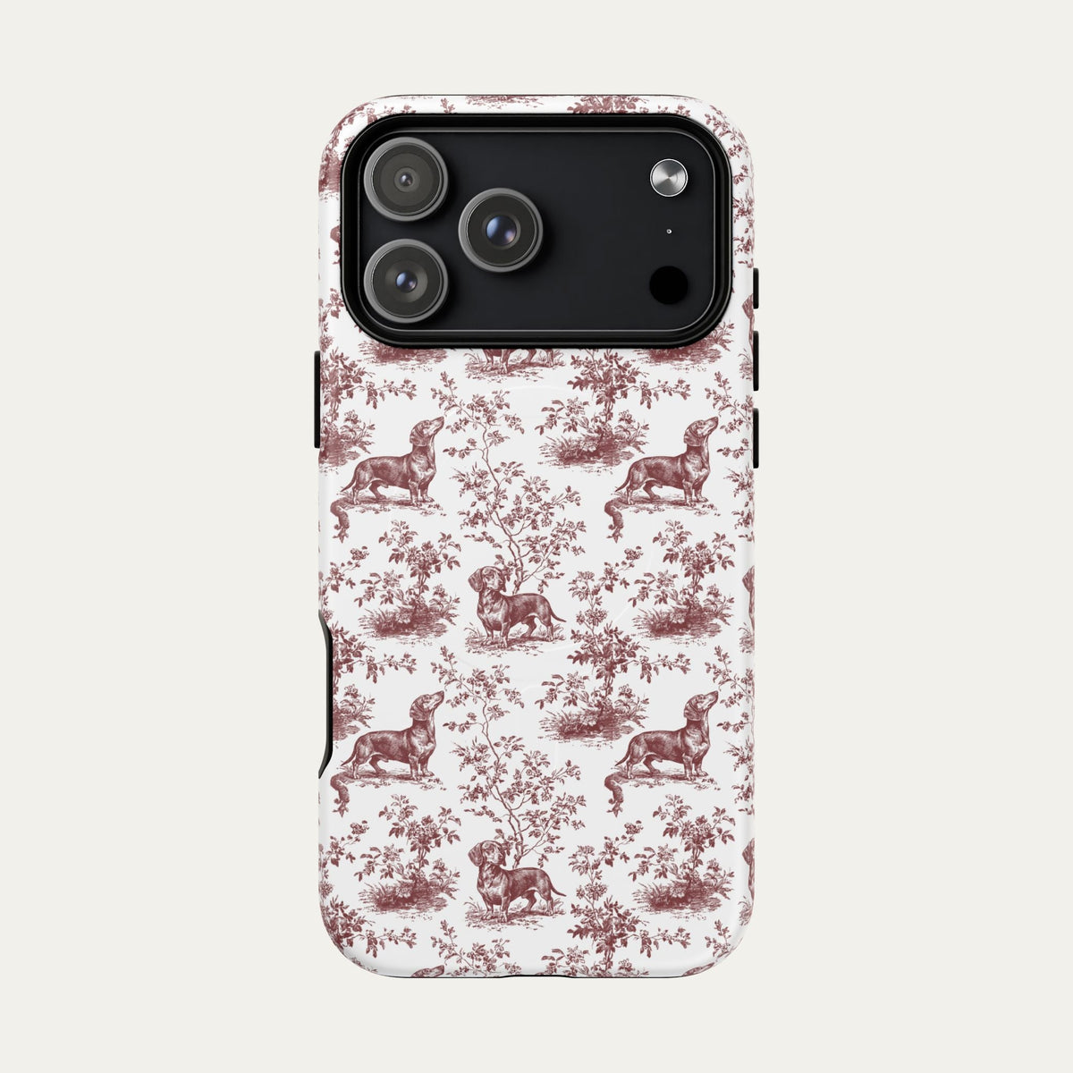Dachshund Shorthaired Burgundy Toile phone Case