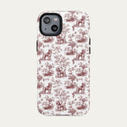 Poodle Burgundy Toile phone Case