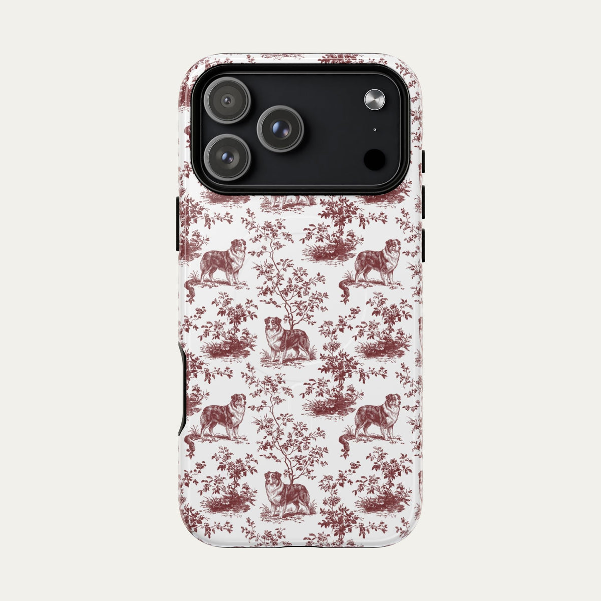 Australian Shepherd Burgundy Toile phone Case