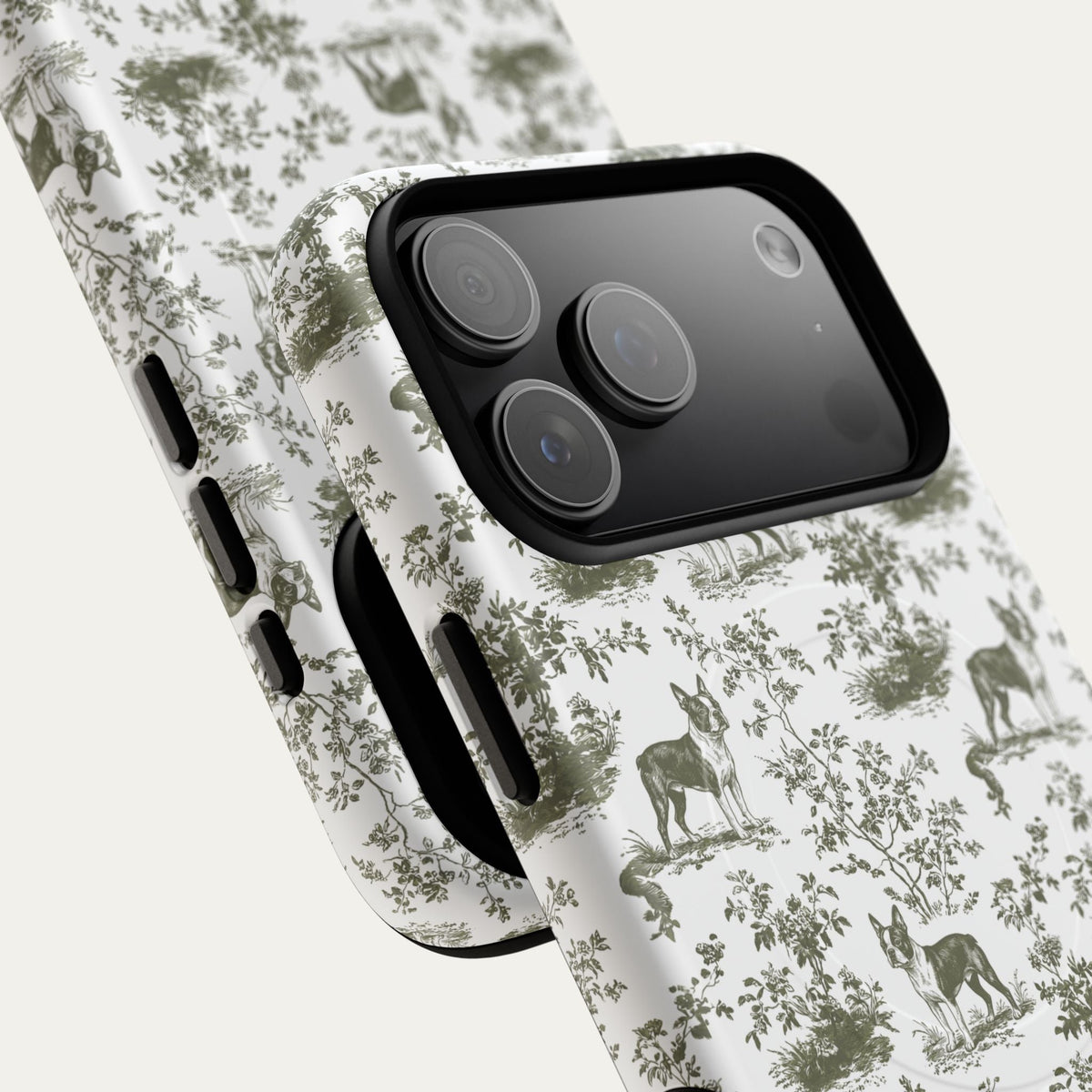 Boston Terrier Sage Green Toile phone Case