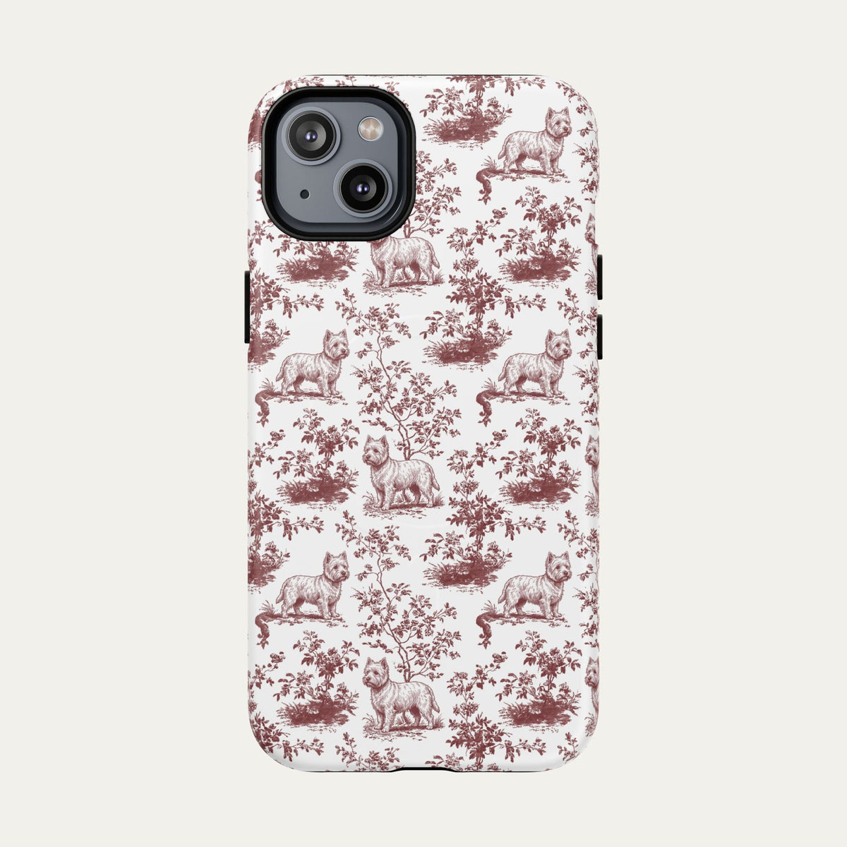 Westie Burgundy Toile phone Case