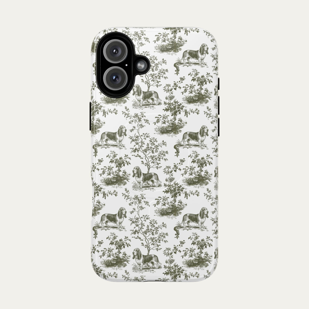 Basset Hound Sage Green Toile phone Case