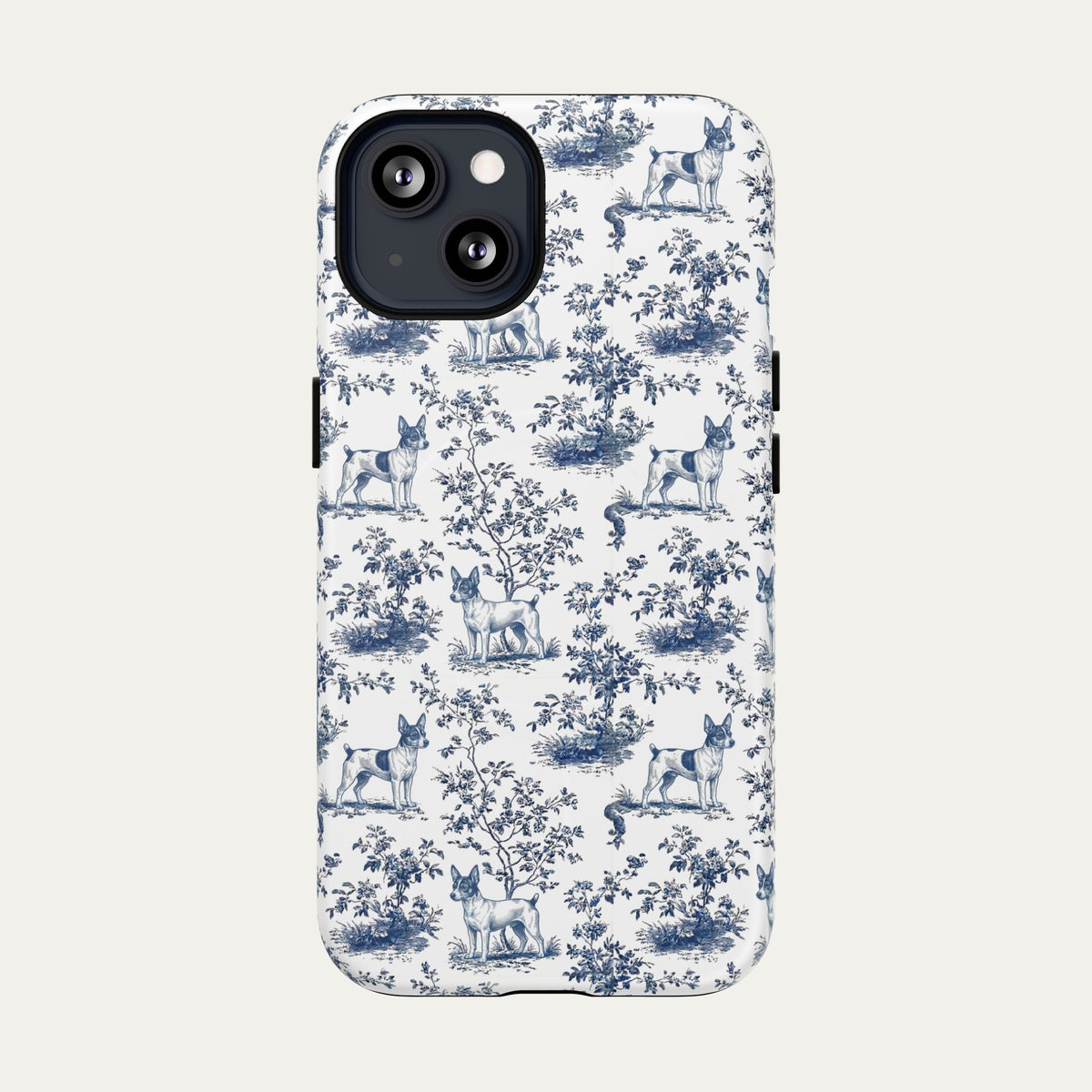 Toy Fox Terrier Blue Toile Phone case
