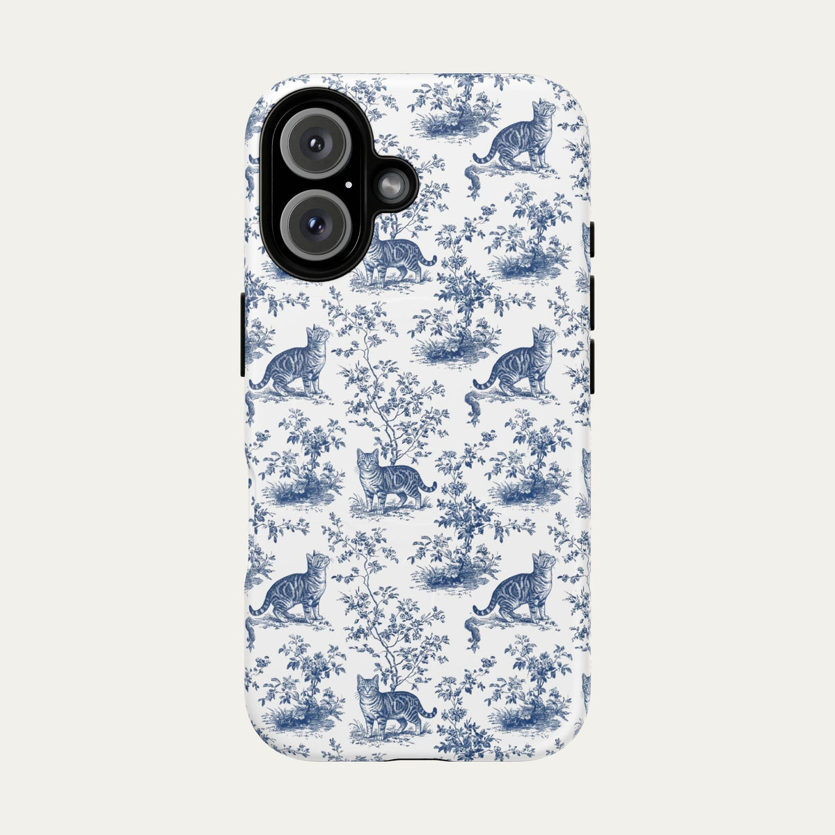 Tabby Cat Blue Toile Phone case