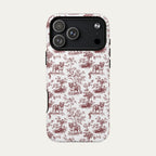 English Bulldog Burgundy Toile phone Case