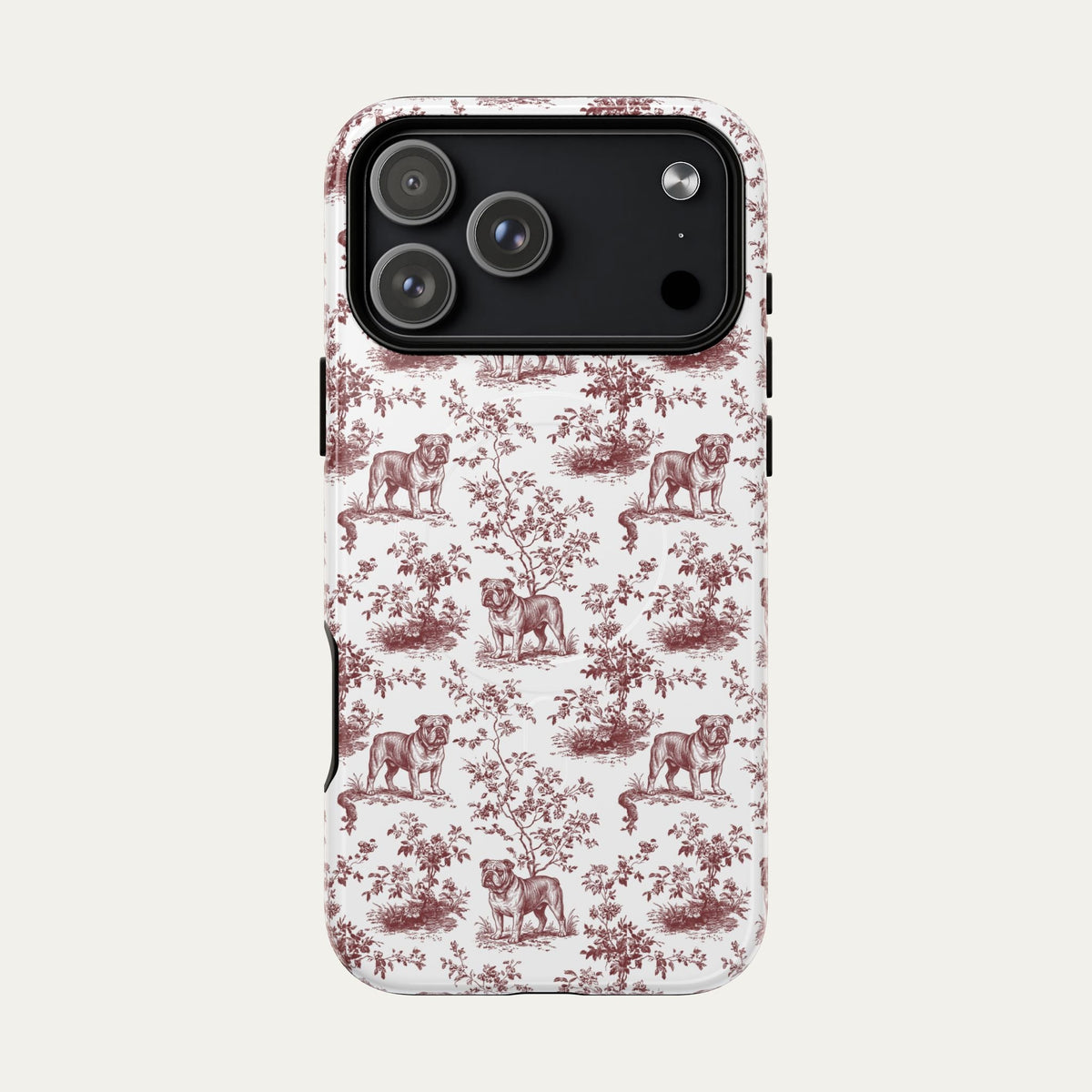 English Bulldog Burgundy Toile phone Case
