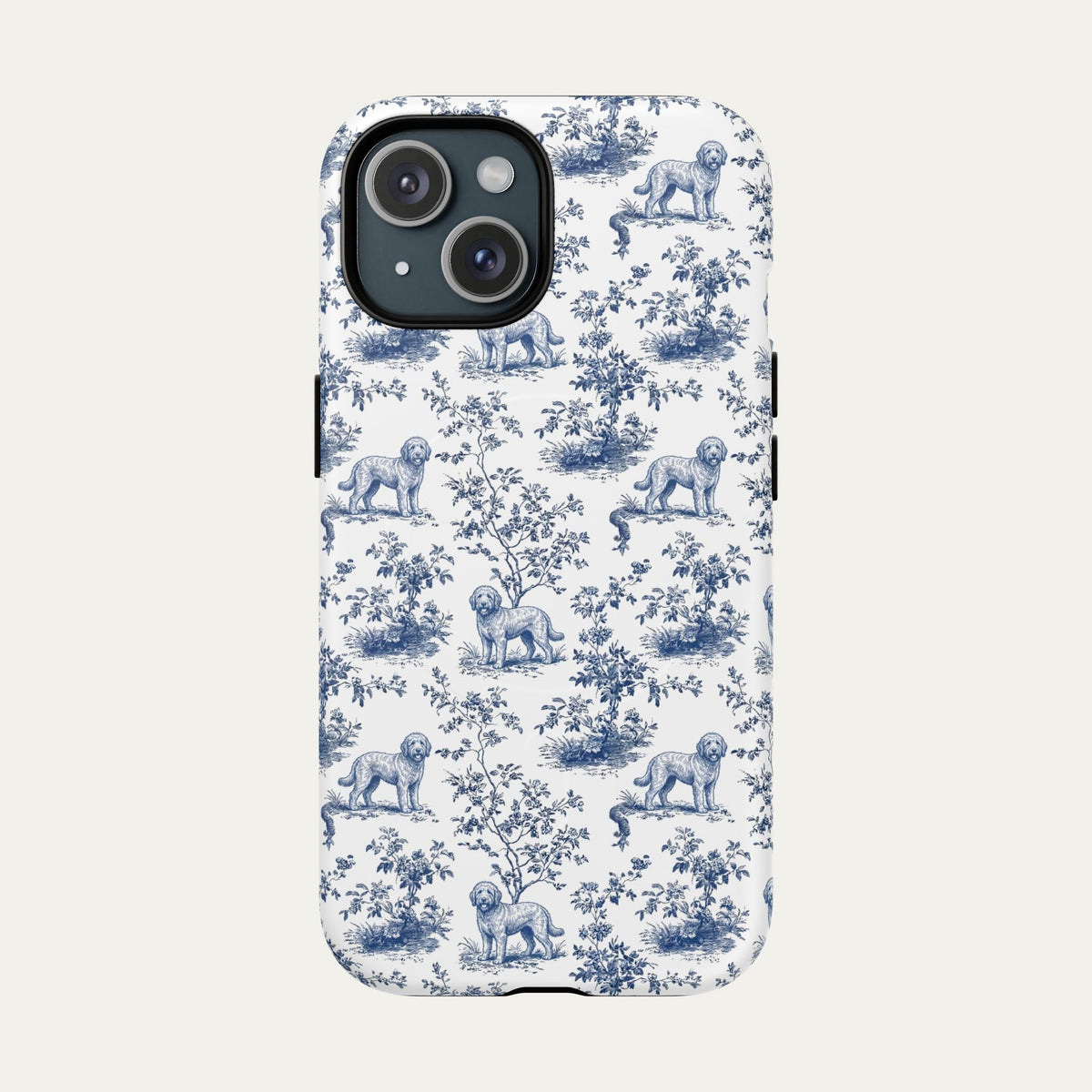 Goldendoodle Blue Toile Phone case
