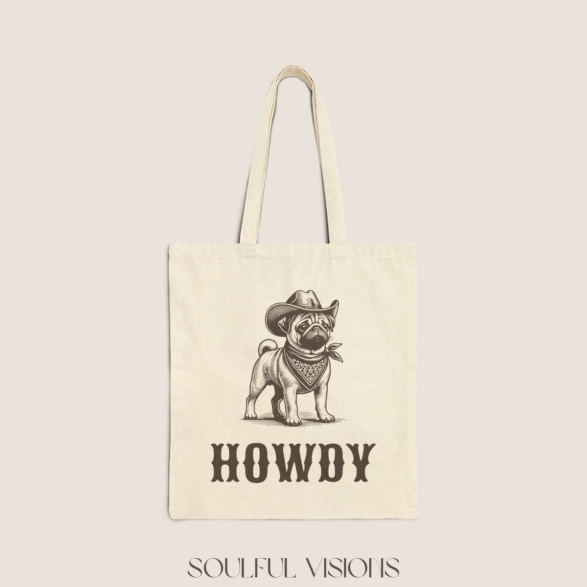 Howdy Pug Tote Bag
