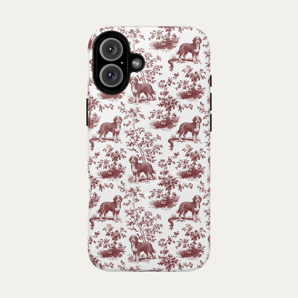 Bernedoodle Burgundy Toile phone Case