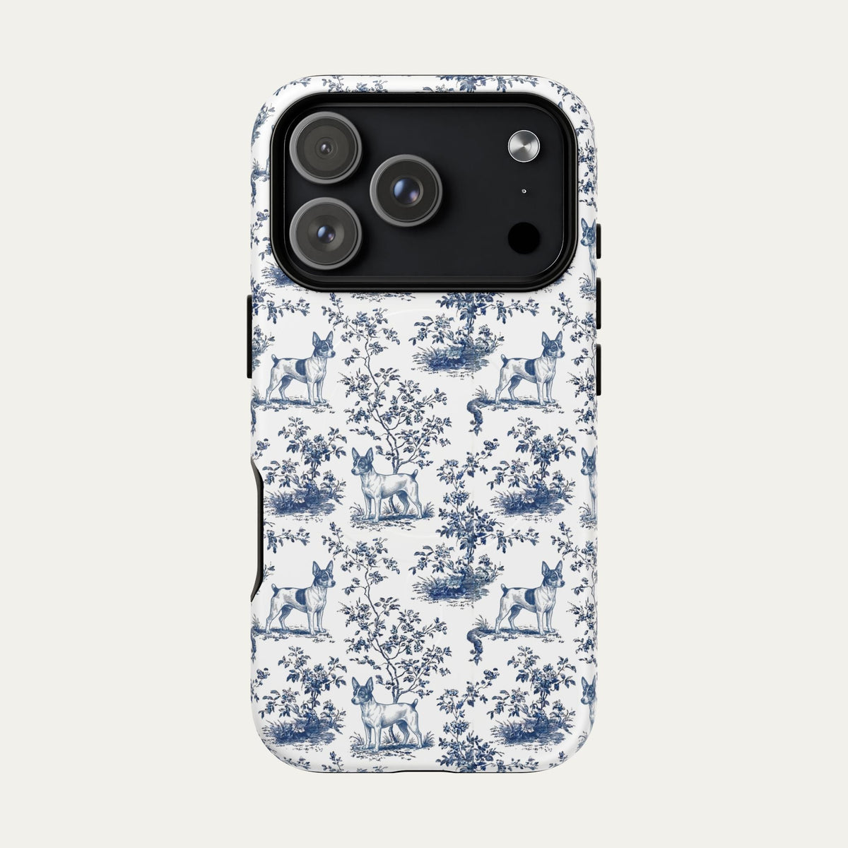 Toy Fox Terrier Blue Toile Phone case