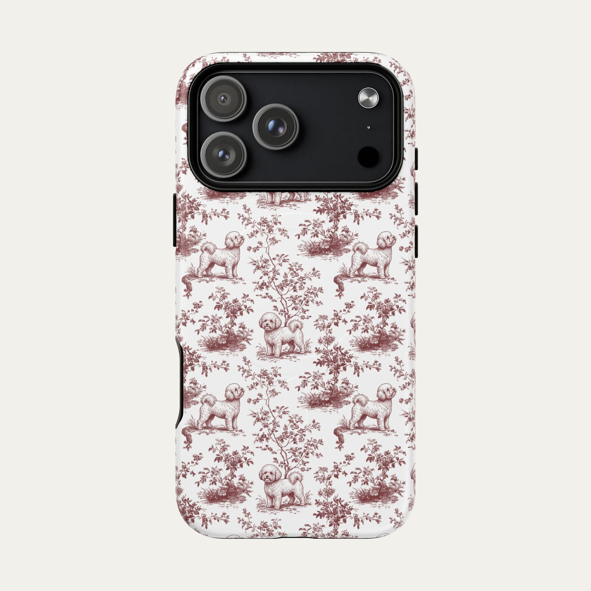 Bichon Frise Burgundy Toile phone Case