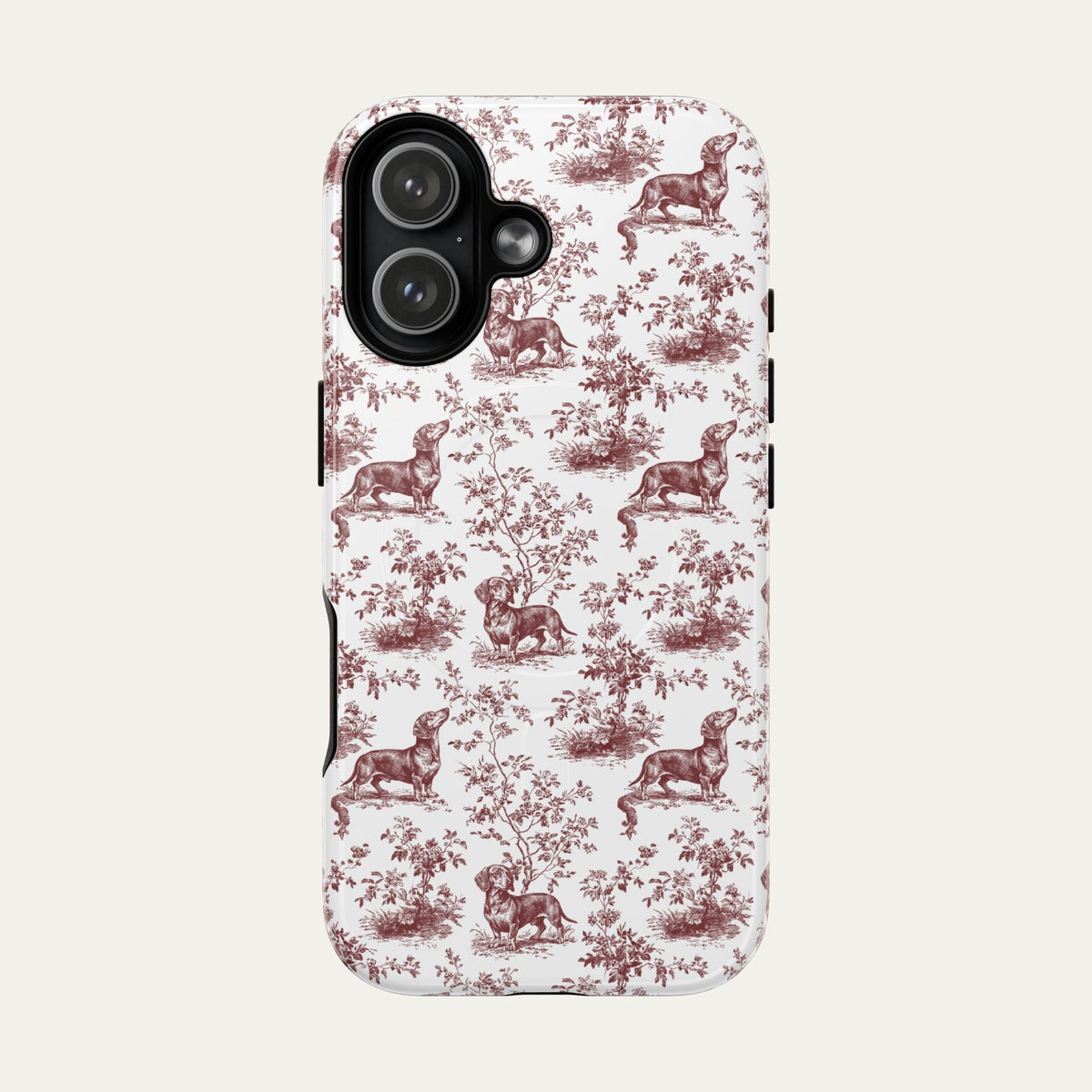 Dachshund Shorthaired Burgundy Toile phone Case