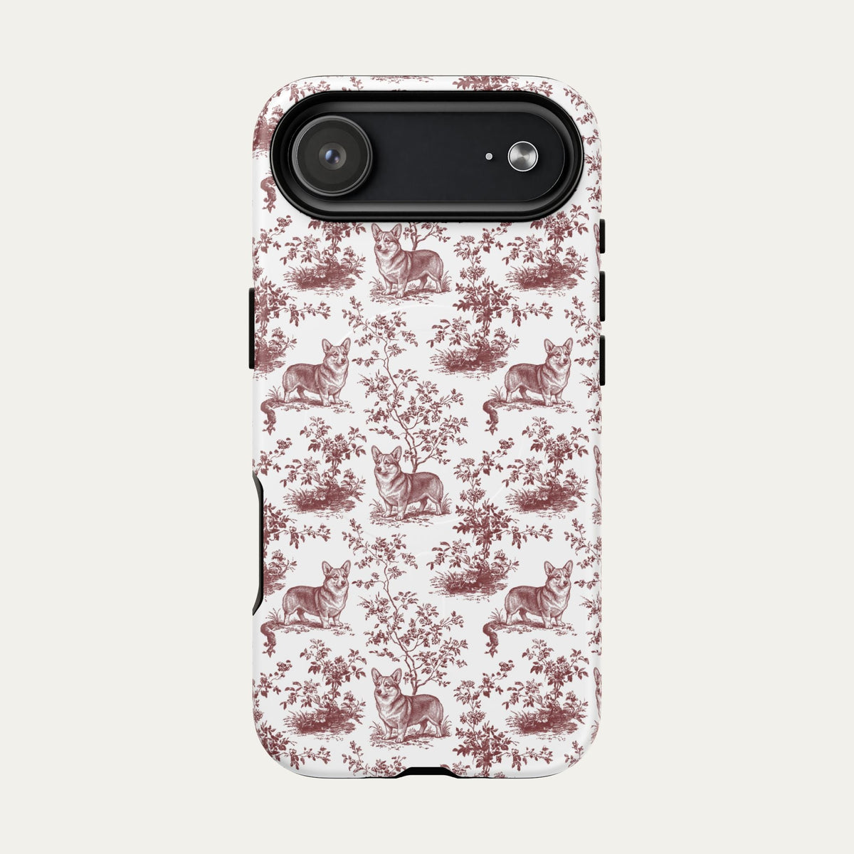 Corgi Burgundy Toile phone Case
