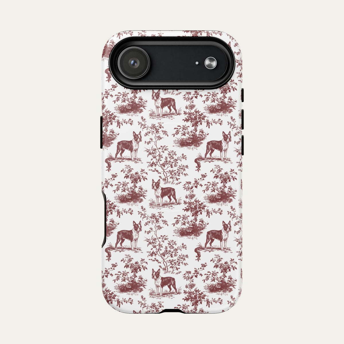 Boston Terrier Burgundy Toile phone Case