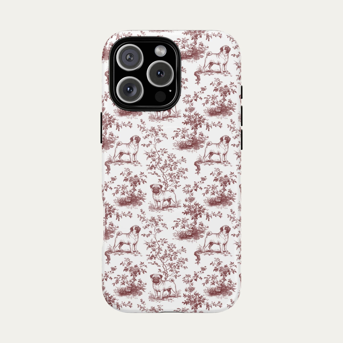 Pug Burgundy Toile phone Case