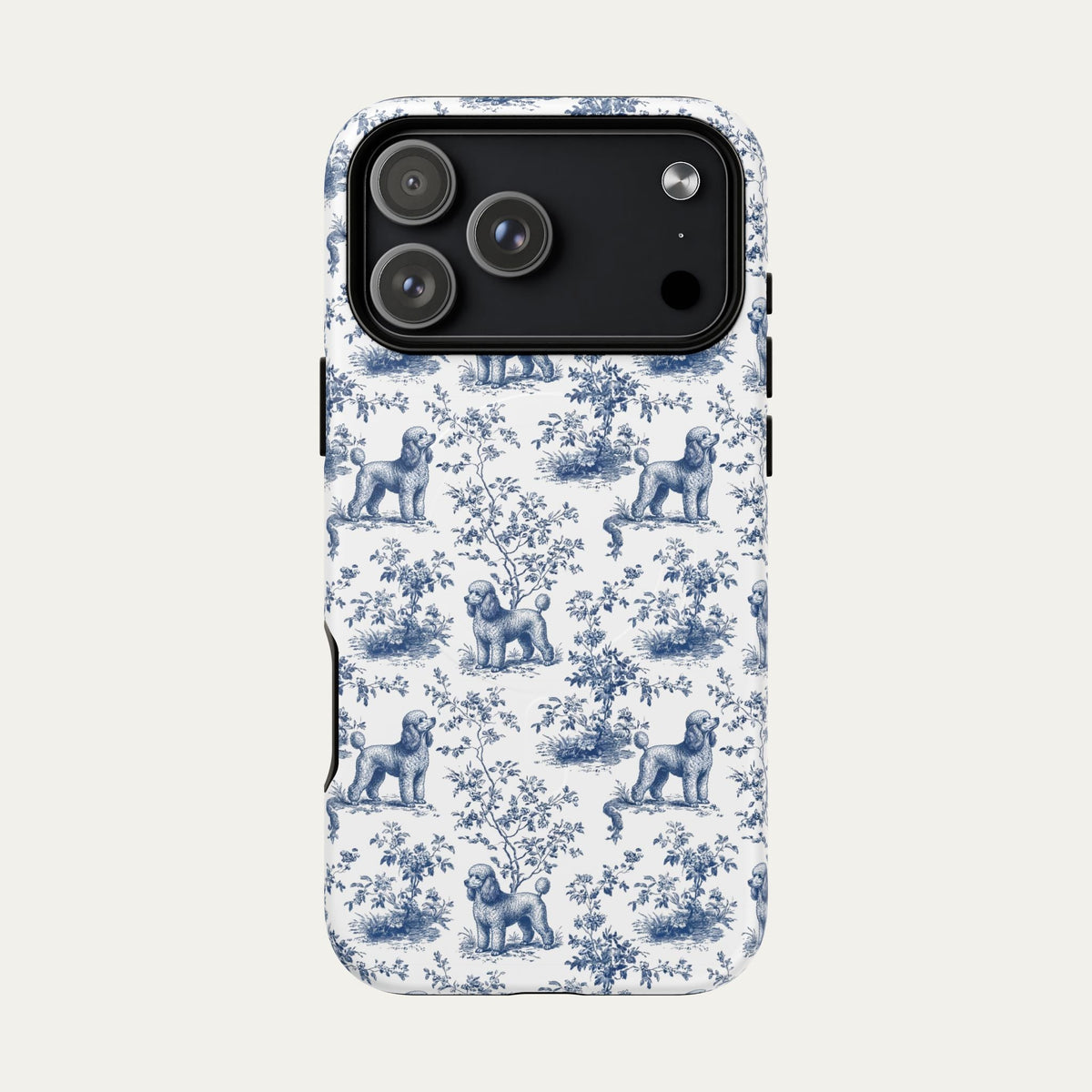 Poodle Blue Toile Phone case