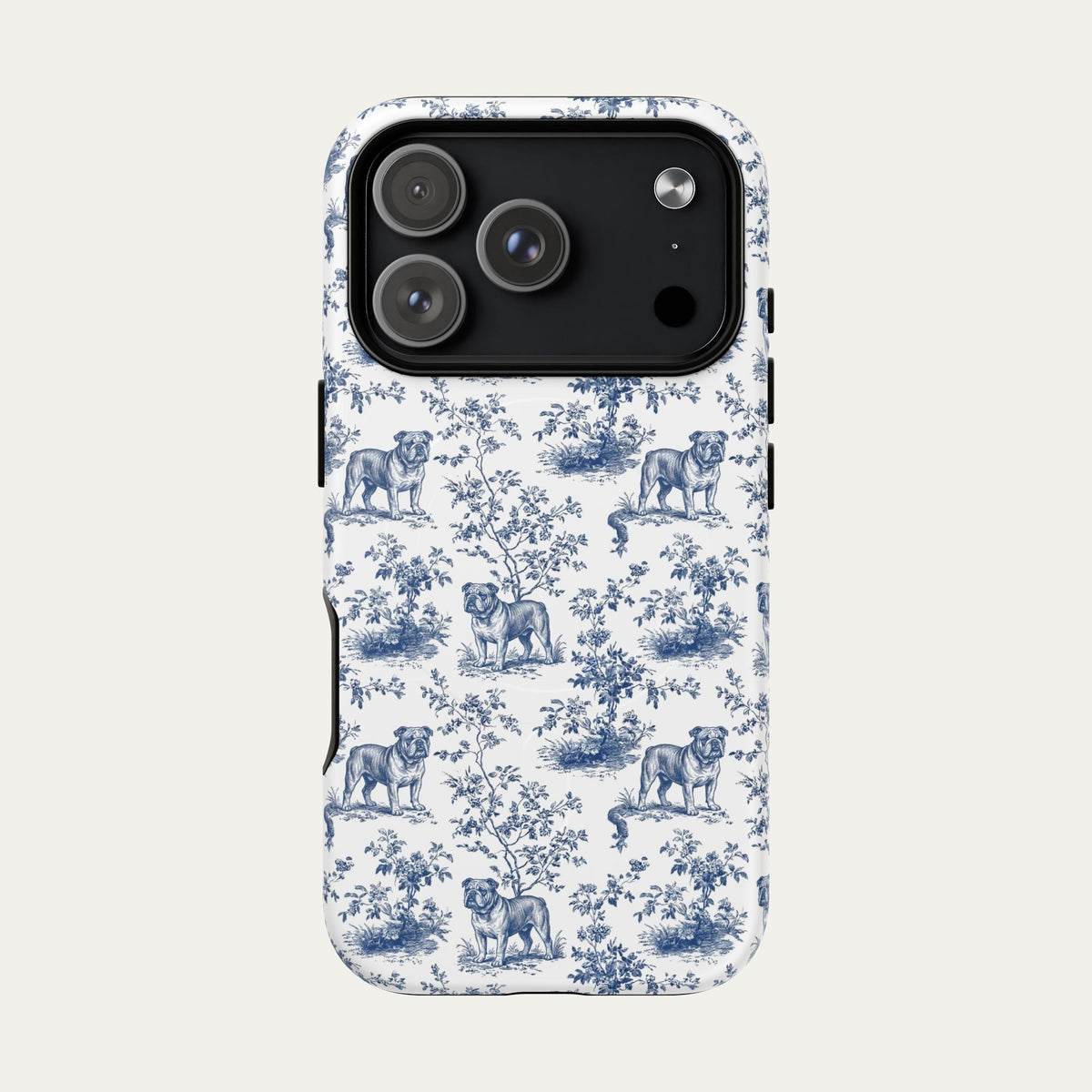 English Bulldog Blue Toile Phone case
