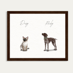 Custom Watercolor Two Pets Full Body Portrait
