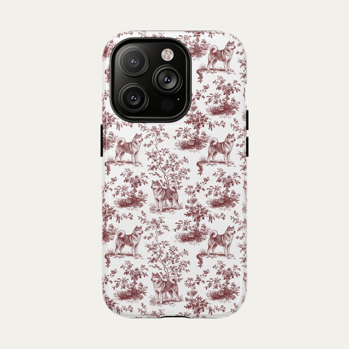 Akita Burgundy Toile phone Case