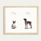 Custom Watercolor Two Pets Full Body Portrait