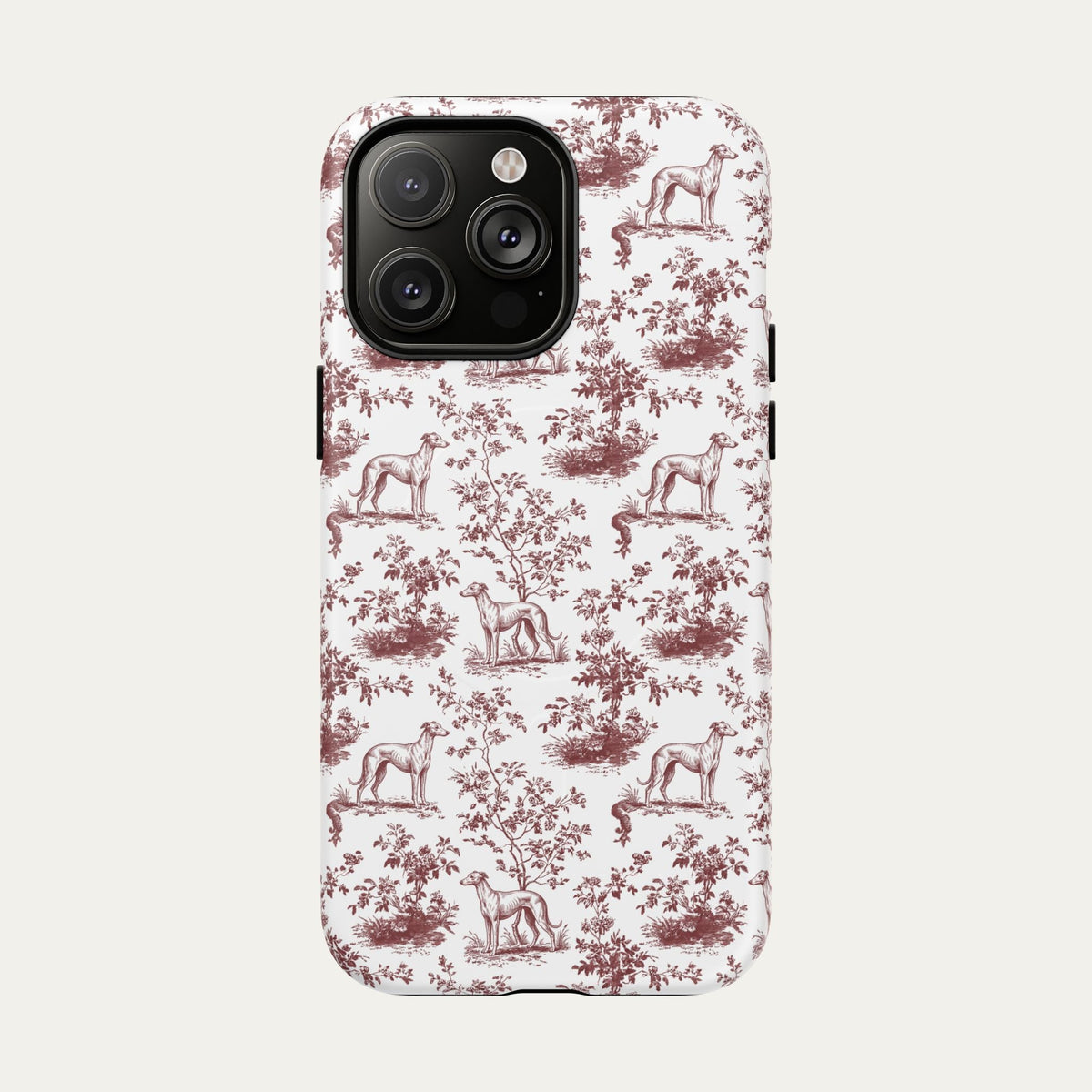 Whippet Burgundy Toile phone Case