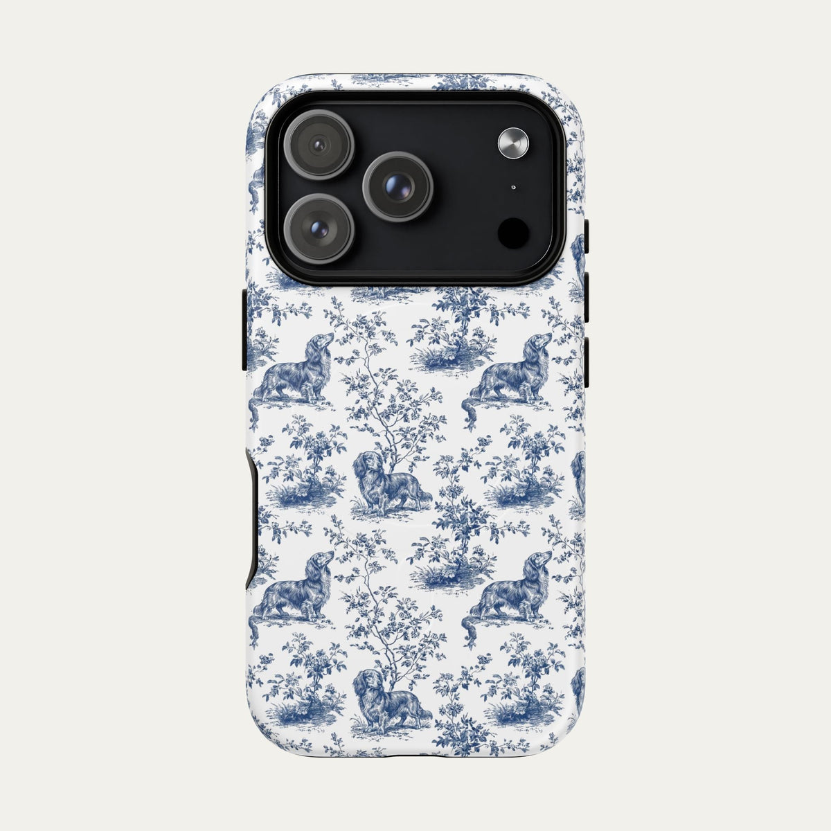 Dachshund Longhaired Blue Toile Phone case