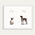 Custom Watercolor Two Pets Full Body Portrait