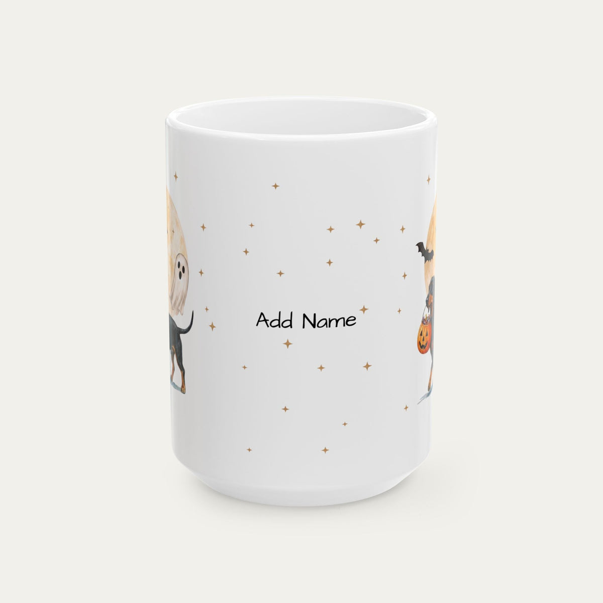 Custom Dachshund SH Black and Tan Halloween mug