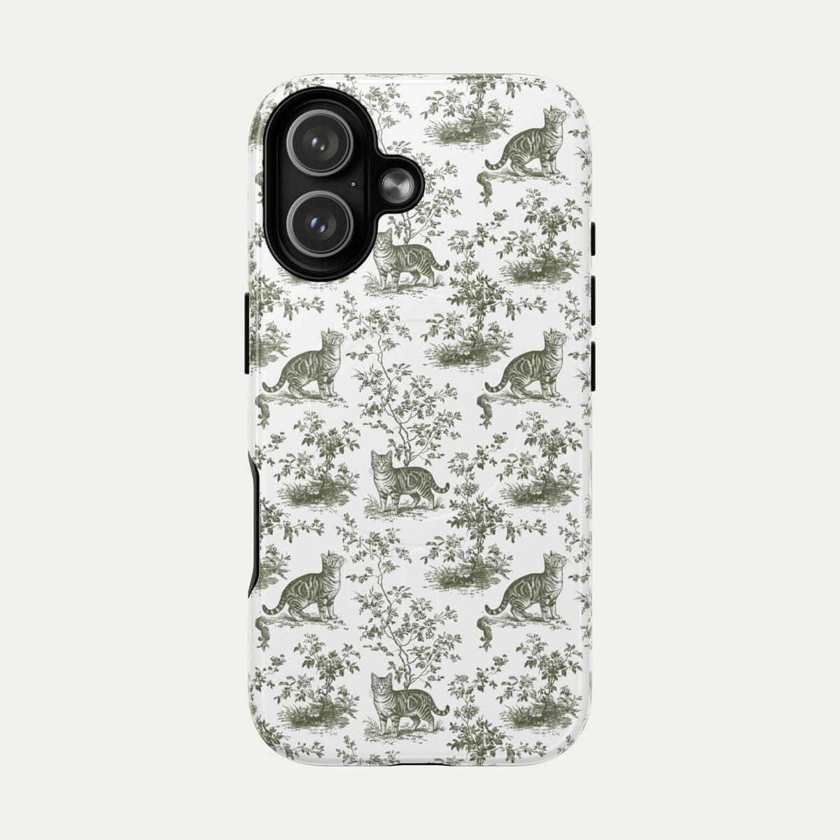 Tabby Cat Sage Green Toile phone Case