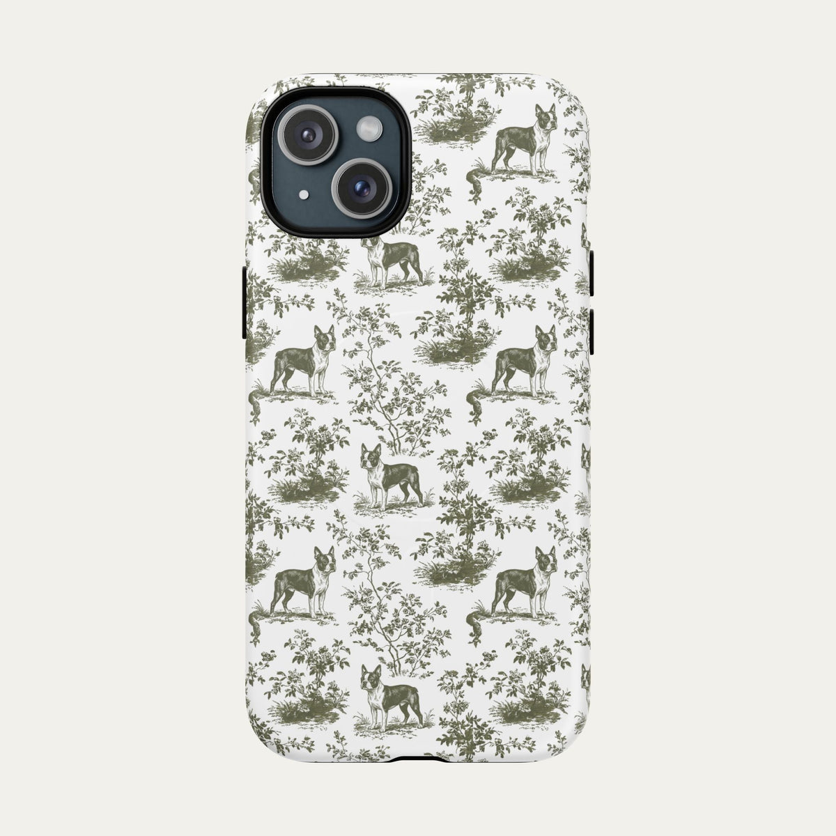Boston Terrier Sage Green Toile phone Case